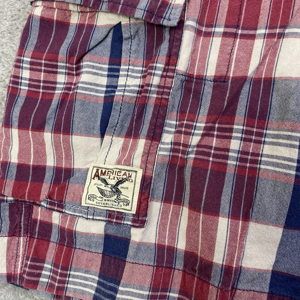 American Living Shorts Men Sz 36 Plaid Cargo 100% Cotton Ralph Lauren Golf Beach